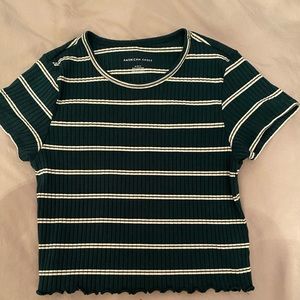 American Eagle Green Striped Shirt Size: M